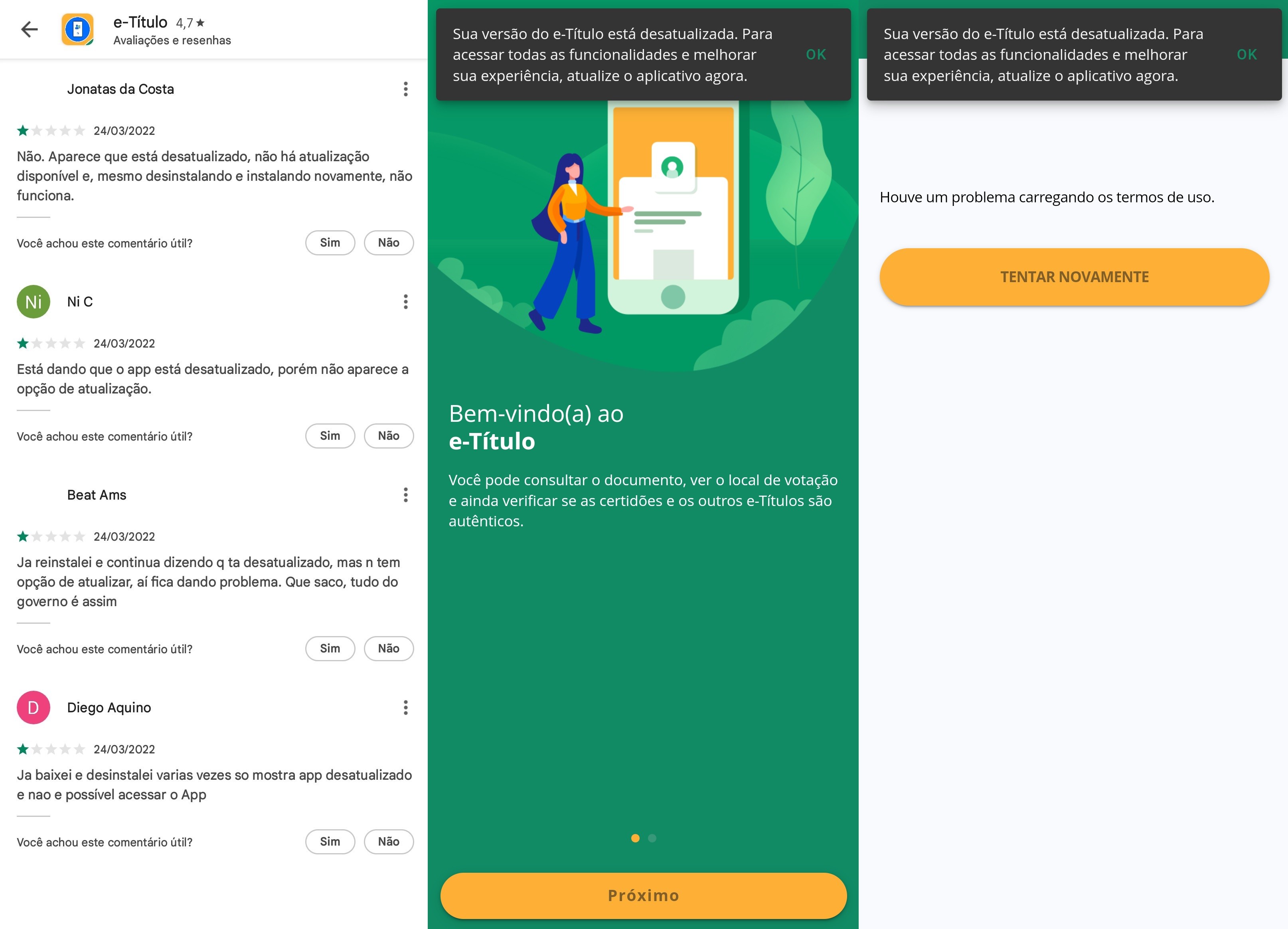 Usuários relatam problemas para acessar serviços do título de eleitor no aplicativo e-Título