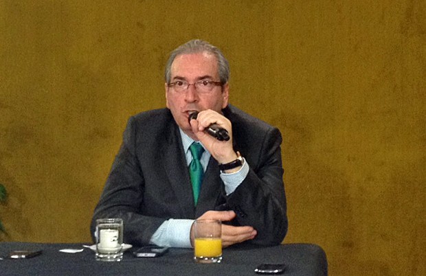 O presidente da Câmara, Eduardo Cunha (PMDB-RJ), participa de café da manhã com jornalistas (Foto: Nathalia Passarinho / G1)
