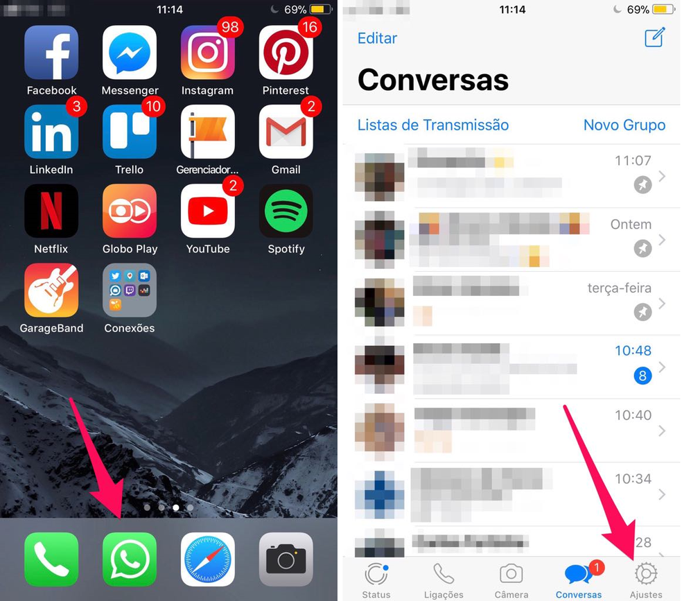 Abra as configurações do WhatsApp no iPhone (Foto: Reprodução/Lucas Mendes)