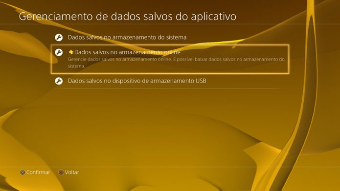 Dados salvos na nuvem do PS4 (Foto: Reprodução/Felipe Vinha)