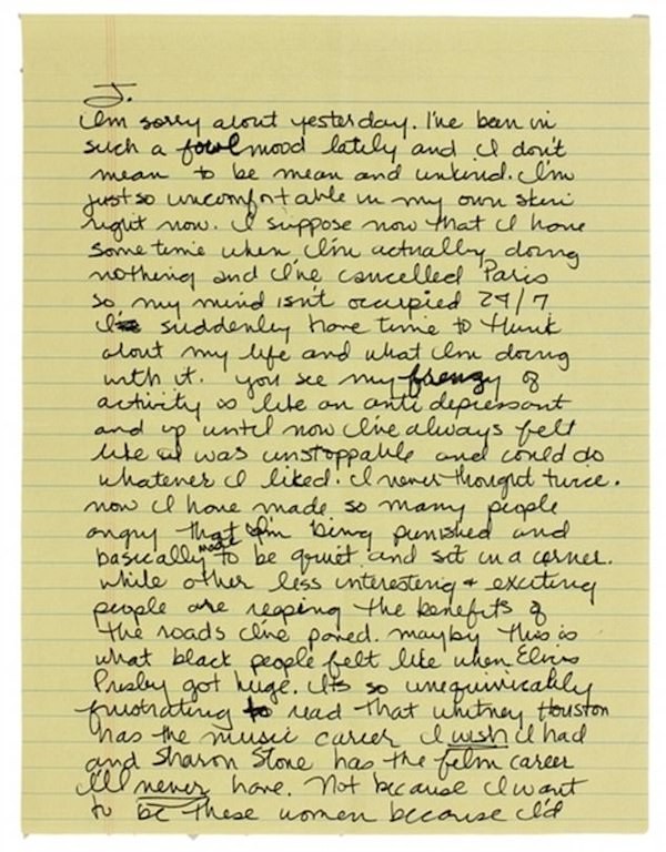 A primeira página da carta de Madonna com críticas a Sharon Stone (Foto: Reprodução)