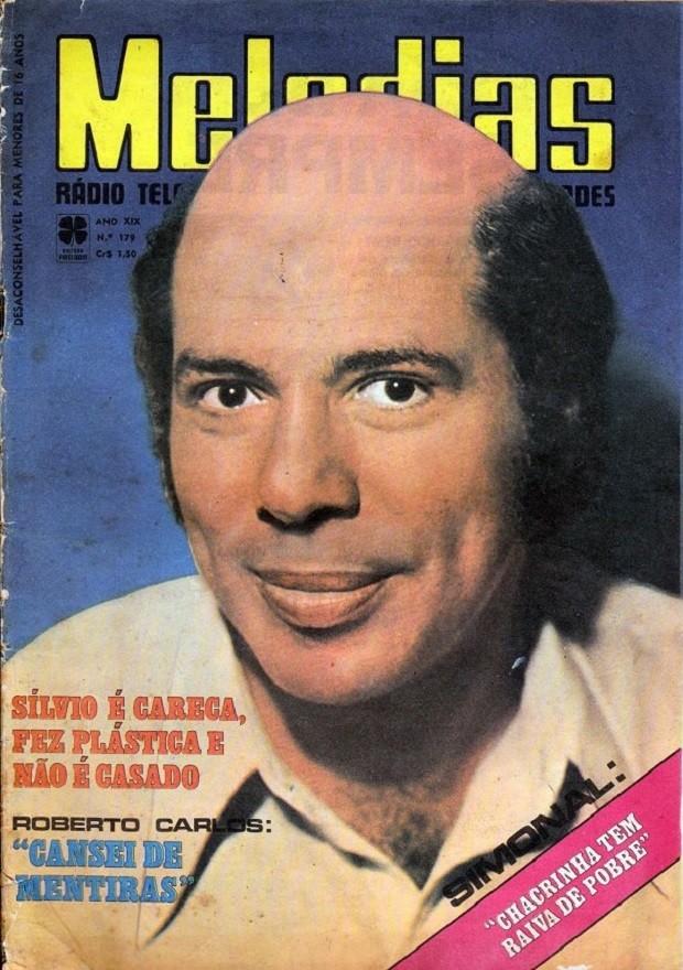 Capa da revista Melodias de 1975 trouxe imagem de Silvio Santos careca (Foto: Reprodução)