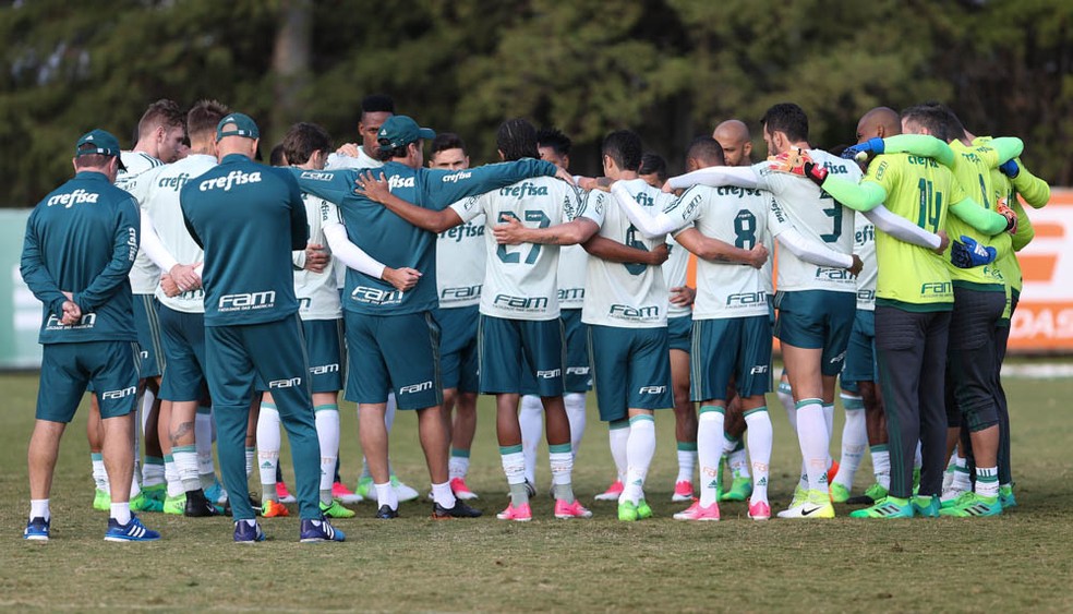 Elenco do Palmeiras reunido antes de treino na Academia (Foto: Cesar Greco / Ag. Palmeiras)