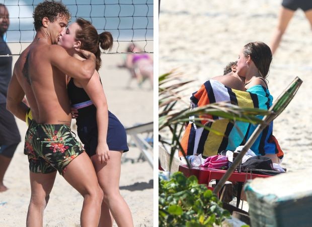 André Luiz Frambach e Larissa Manoela trocaram beijos em dia quente no Rio de Janeiro (Foto: Dilson Silva/AgNews)