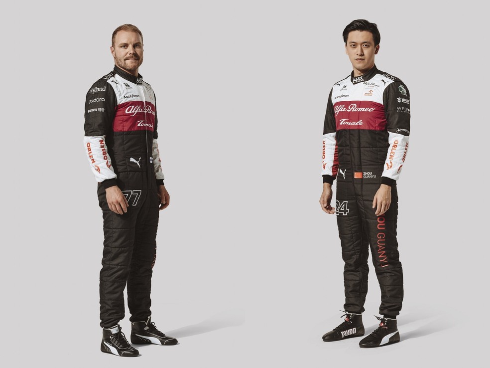 Valtteri Bottas e Guanyu Zhou formam dupla da Alfa Romeo na F1 em 2022 — Foto: Alfa Romeo