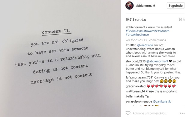 Abigail Breslin fala de assédio no Instagram (Foto: Reprodução/Instagram)