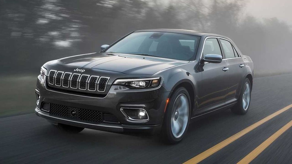 Conceito de 1º de abril de um sedã da Jeep — Foto: Divulgação