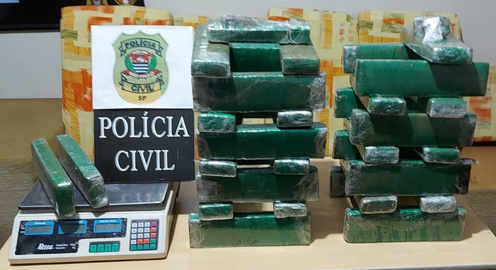 Polícia Civil apreendeu cerca de 30 quilos de maconha em Votuporanga (SP) — Foto: Polícia Civil/Divulgação