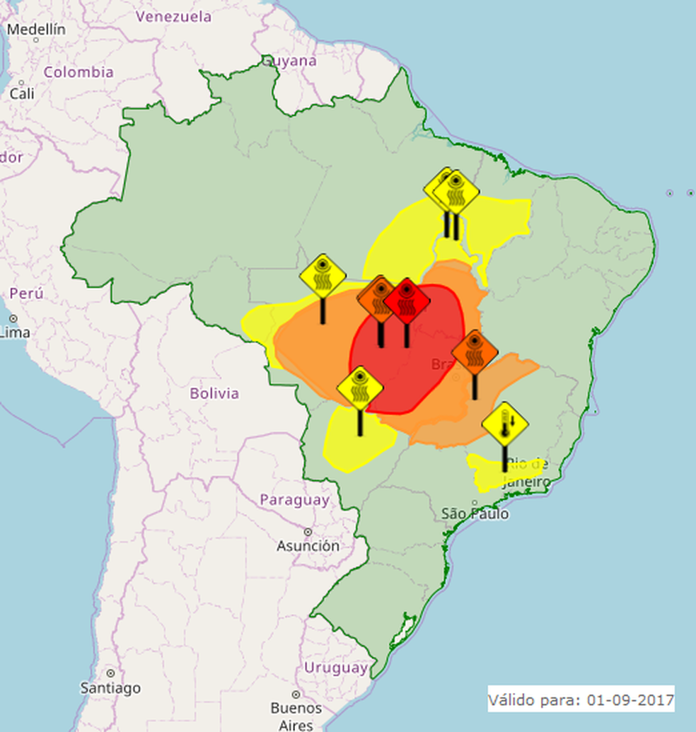Alerta vermelho foi expandido para mais de 40 cidades (Foto: Reprodução/Inmet)