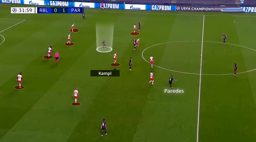 Neymar de novo encontra espaços nas costas dos volantes — Foto: Reprodução/Leonardo Miranda