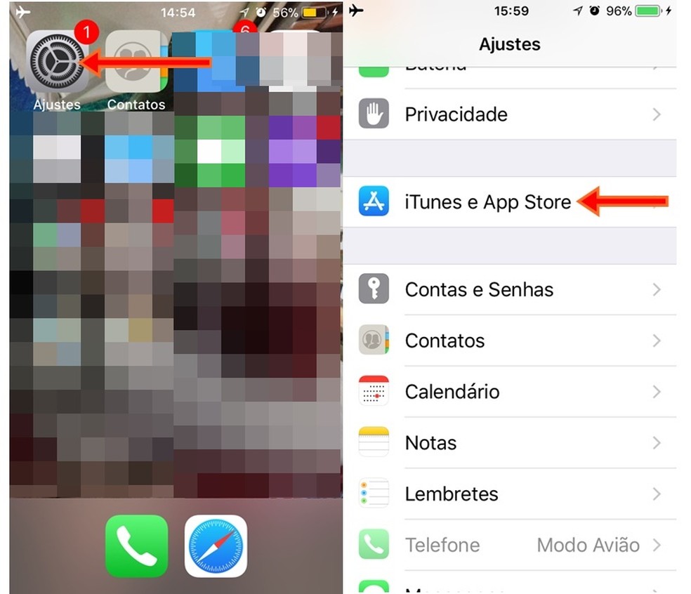 Acesso ao iTunes e App Store nos ajustes do iPhone com IOS 11 (Foto: Reprodução/Carolina Ribeiro)