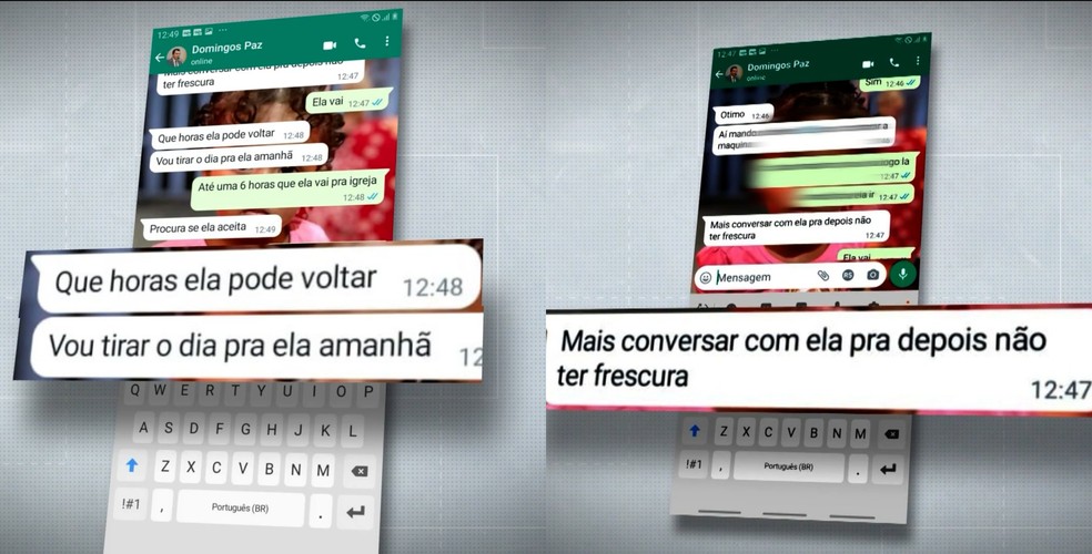 TV Mirante teve acesso a novas mensagens entre o vereador Domingos Paz e adolescente de 14 anos — Foto: Reprodução/TV Mirante