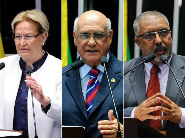 Senadores RS Ana Amélia Lemos, Lasier Martins, Paulo Paim (Foto: Marcos Oliveira/Agência Senado)