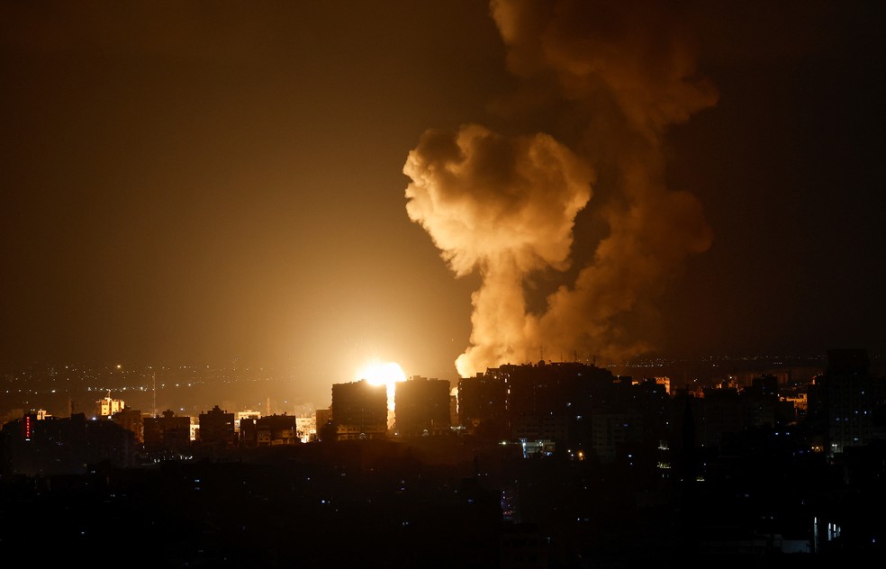 Explosão em Gaza, em 2 de maio de 2023 — Foto: Mohammed Salem/Reuters