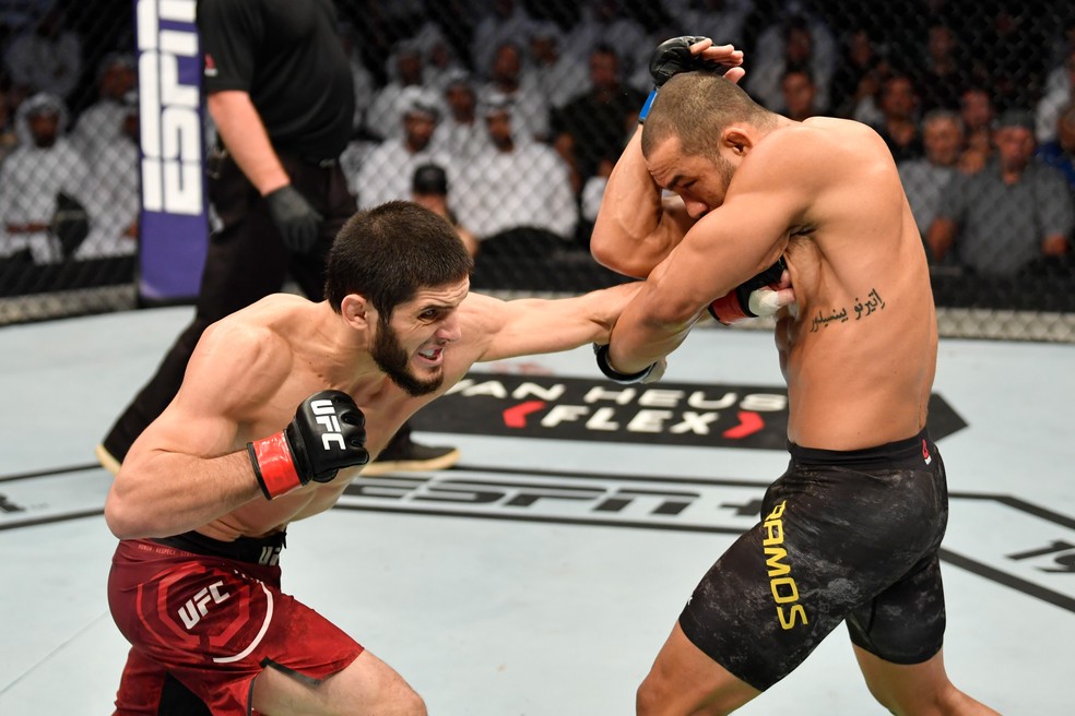 Islam Makhachev nÃ£o teve dificuldades para vencer Davi Ramos no UFC 242 â?? Foto: Getty Images