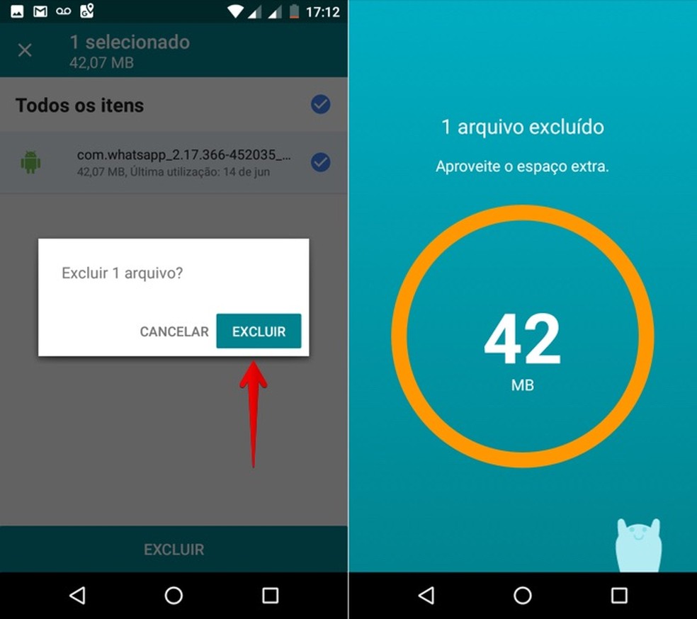 Confirme a ação para liberar espaço Files Go (Foto: Reprodução/Helito Bijora)