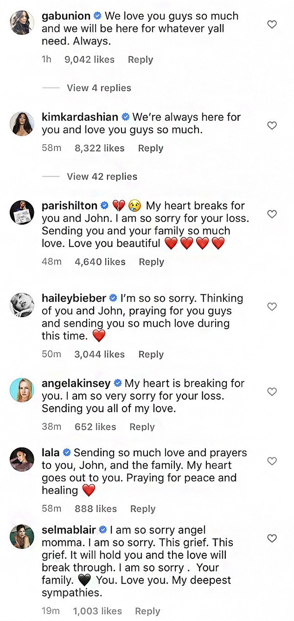 Celebridades enviam mensagens de apoio a Chrissy Teigen e John Legend após perda de bebê (Foto: Instagram)