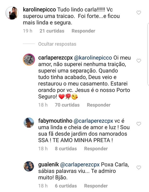 Carla Perez rebate comentário de fã (Foto: Instagram/Reprodução)