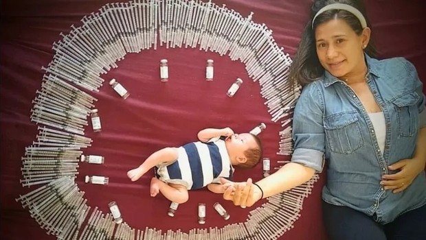 Depois do diagnóstico de trombofilia hereditária, Ileana García passou por tratamento para poder levar a gravidez até o final (Foto: ILEANA GARCÍA MORA via BBC)