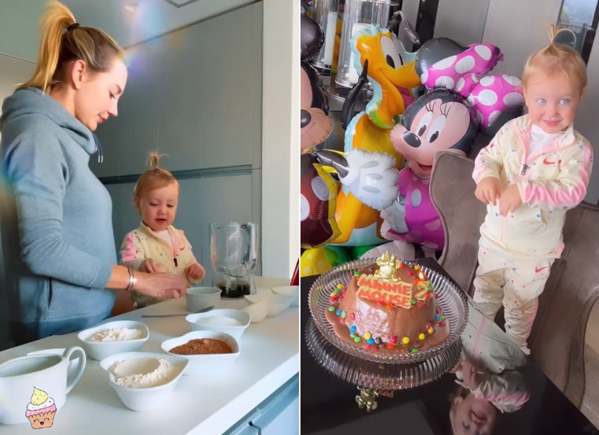 Ana Paula Siebert celebra 2 anos de Vicky assando o bolo do aniversário (Foto: Reprodução / Instagram)