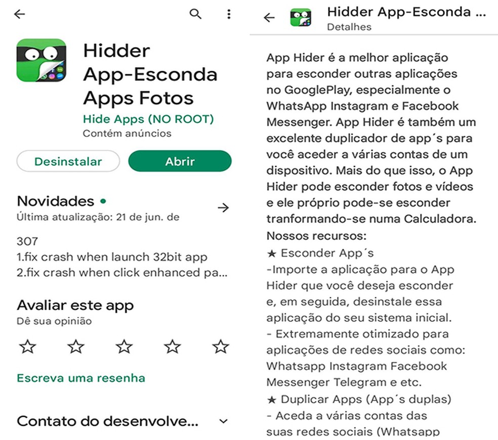 App Hidder App oculta aplicativos da tela inicial — Foto: Reprodução/Flávia Fernandes