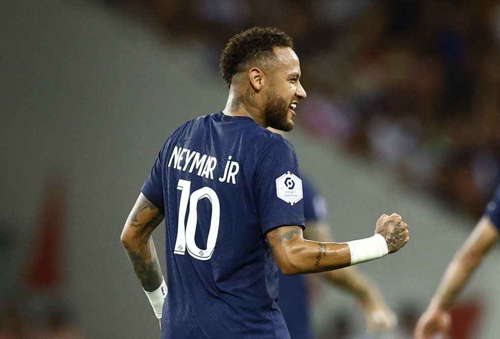 Neymar tem nove gols em seis jogos no PSG na temporada. Em 2021/22, ele levou 23 partidas para chegar ao mesmo número — Foto: Stephane Mahe/Reuters