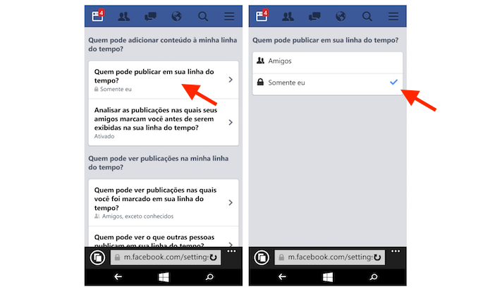 Impedindo que outras pessoas publiquem na linha do tempo de um usuário do Facebook pelo Windows Phone (Foto: Reprodução/Marvin Costa)