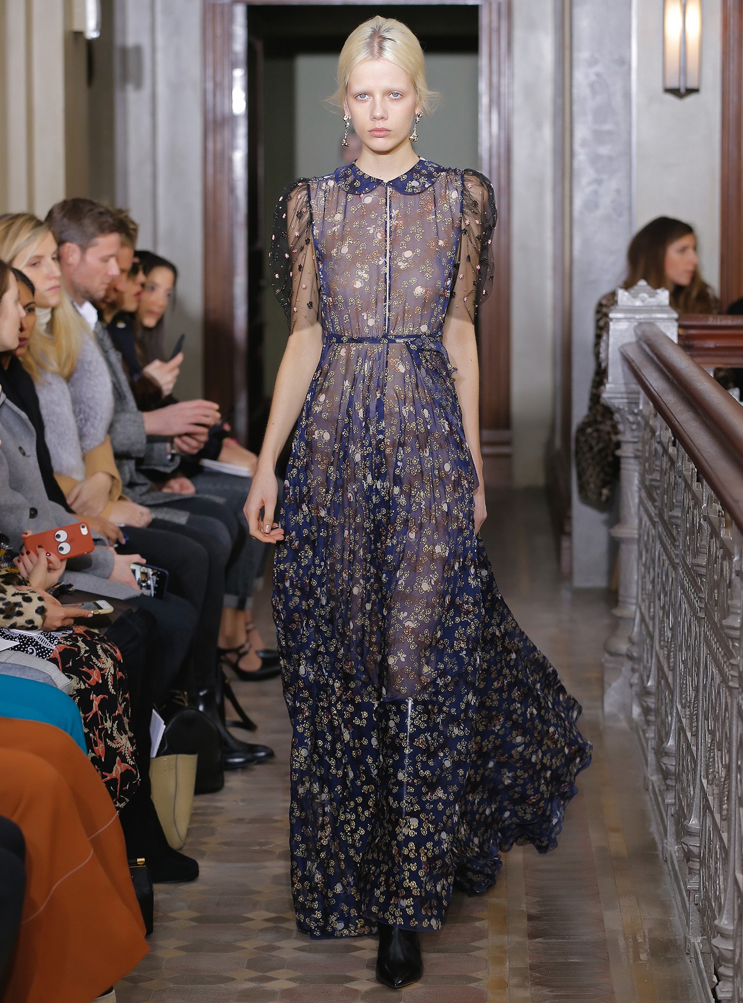 Pre-Fall 2017 Valentino by Pierpaolo Piccioli Nude Pink Ruffled Dress w Rainbow Emroidered Edges
