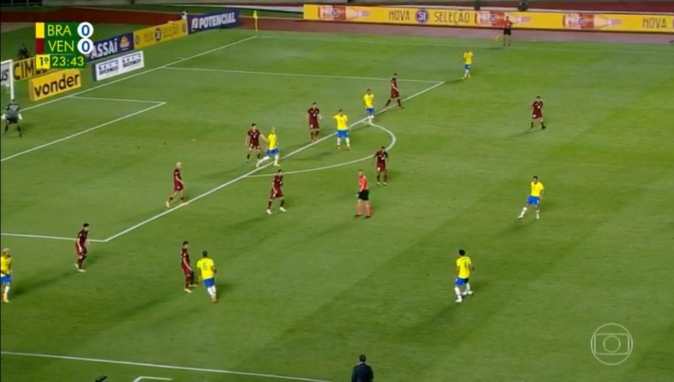 Venezuela se fechou no 5-4-1 contra o Brasil — Foto: Reprodução