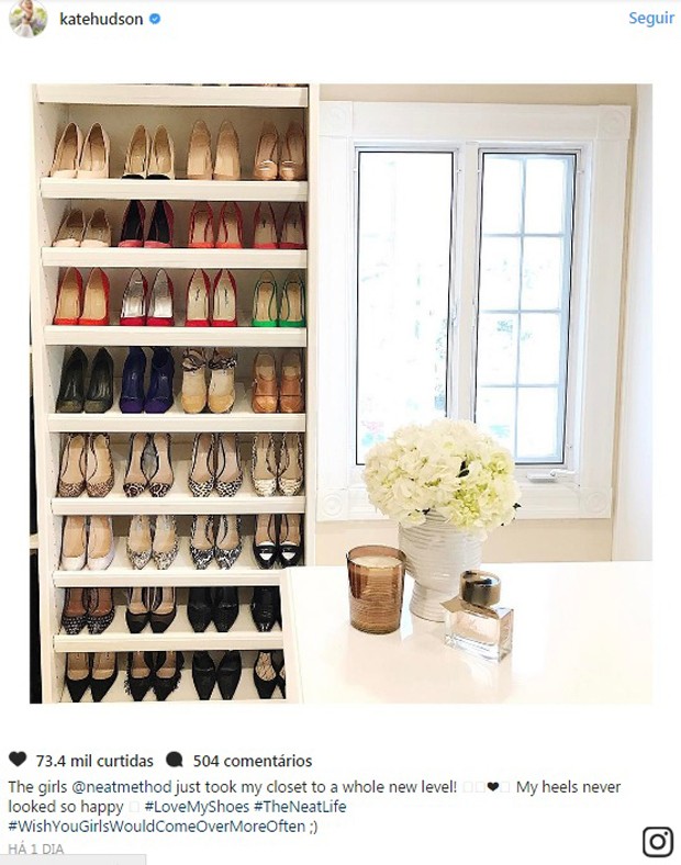 Kate Hudson compartilha closet e revela paixão por sapatos (Foto: Reprodução)