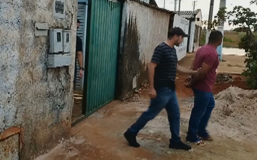 Cristiano Alves é preso em Ipameri, Goiás, suspeito de matar a companheira no Mato Grosso — Foto: Reprodução/TV Anhanguera