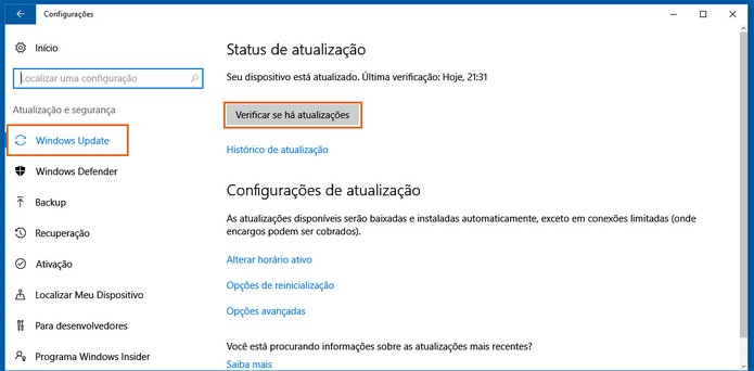 Faça a atualização do Windows 10 manualmente (Foto: Reprodução/Barbara Mannara)