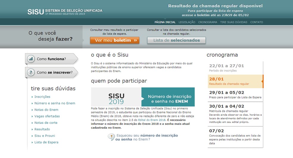 Sisu 2019 Resultado E Divulgado Veja A Lista De Aprovados Guia De Carreiras G1