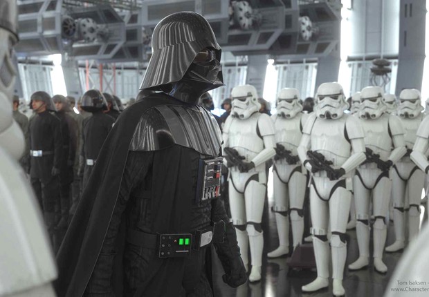 Cena do filme Star Wars em que o personagem Darth Vader lidera as tropas imperiais (Foto: 20th Century Fox)