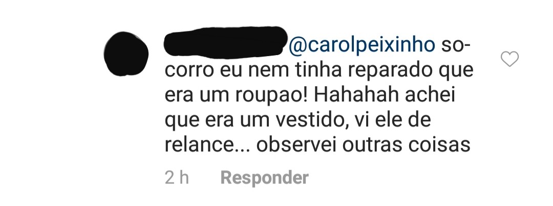 Seguidora comenta sobre a foto de Carol Peixinho (Foto: Reprodução/Instagram)