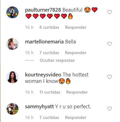 Comentários dos fãs elogiando Kourtney Kardashian em foto sexy (Foto: Instagram)