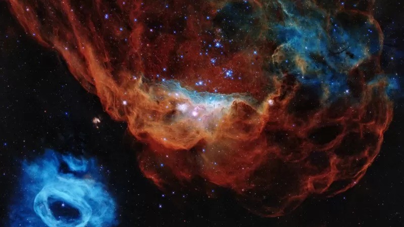 Nebulosas en la Gran Nube de Magallanes, una galaxia satélite de la Vía Láctea. (Foto: NASA, ESA, AND STSCI via BBC)