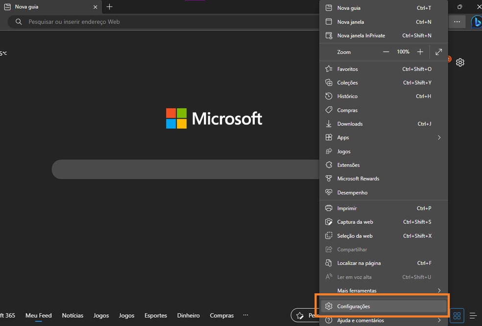 Acesse as configurações para recuperar salvas no Microsoft Edge — Foto: Reprodução/Alberto Rocha