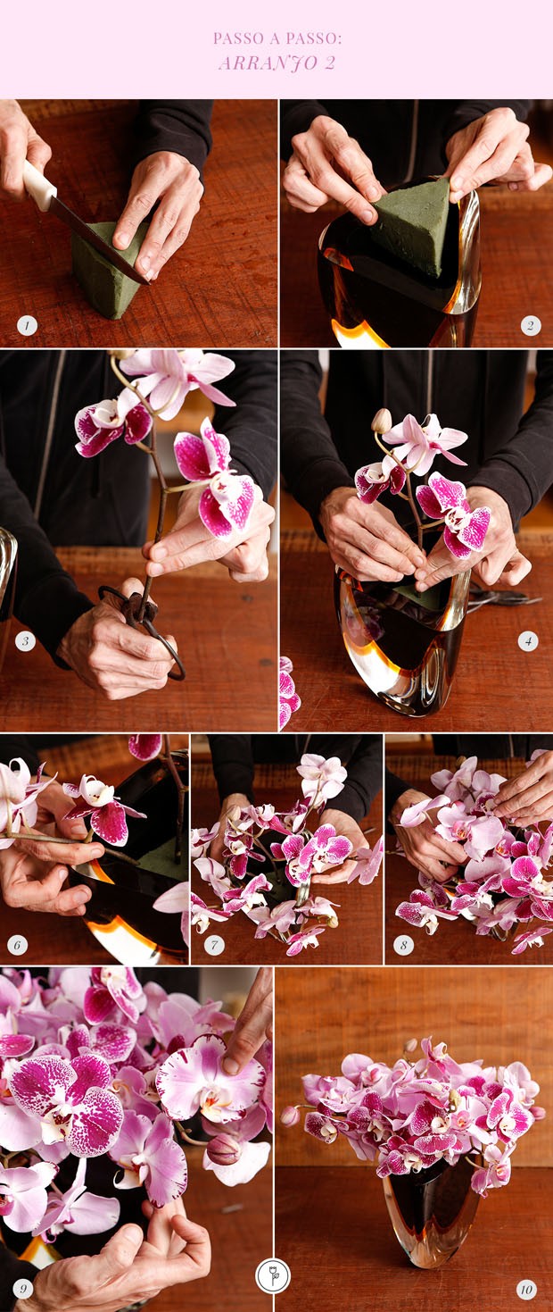 Como montar arranjos em muranos usando espuma floral  (Foto: Julio Acevedo)