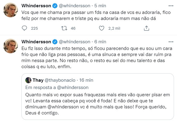 Whindersson Nunes desabafa nas redes (Foto: Reprodução/Twitter)