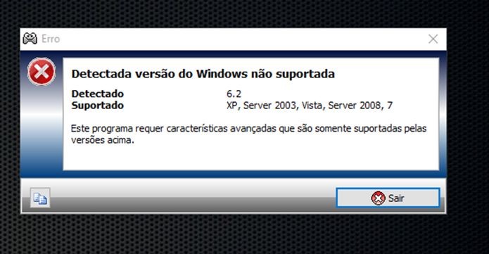 Xpadder apresenta erro ao tentar ser executado no Windows 10 (Foto: Reprodução / Dario Coutinho)