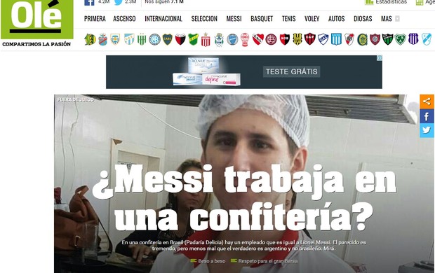 Lionel Messi trabalhando em uma padaria no Brasil? O jornal Olé explica, Blog Brasil Mundial FC