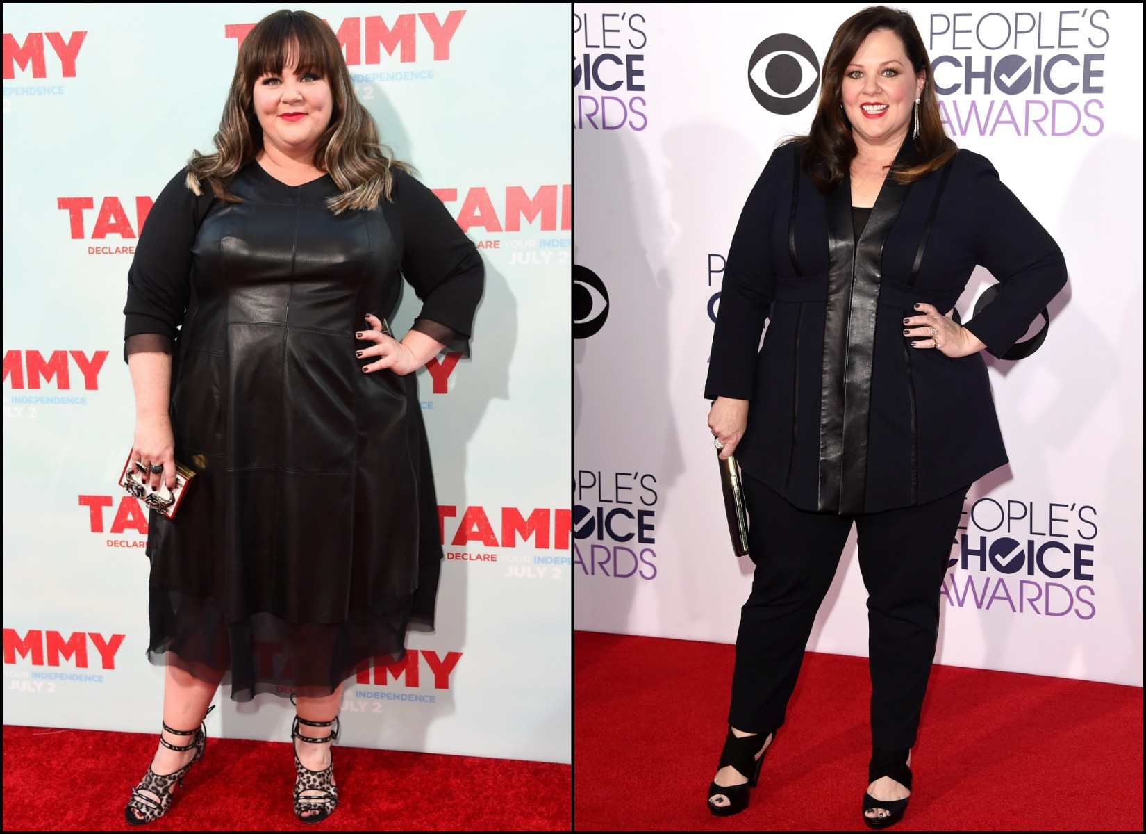 Melissa McCarthy em junho de 2014 e em janeiro de 2015. (Foto: Getty Images)