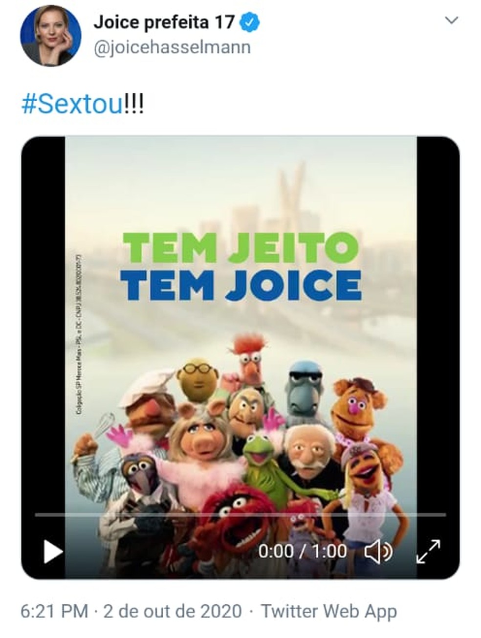 Disney diz que não autorizou Joice Hasselmann a usar imagens de Muppets nas eleições