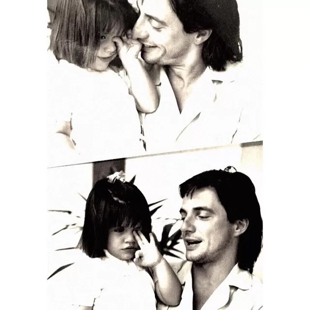 Cleo, na infância, com o pai, Fábio Jr. (Foto: Reprodução/Instagram)