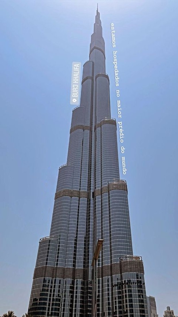Sasha e João Figueiredo estão hospedados no prédio mais alto do mundo, o Burj Khalifa, que fica em Dubai (Foto: Reprodução / Instagram)