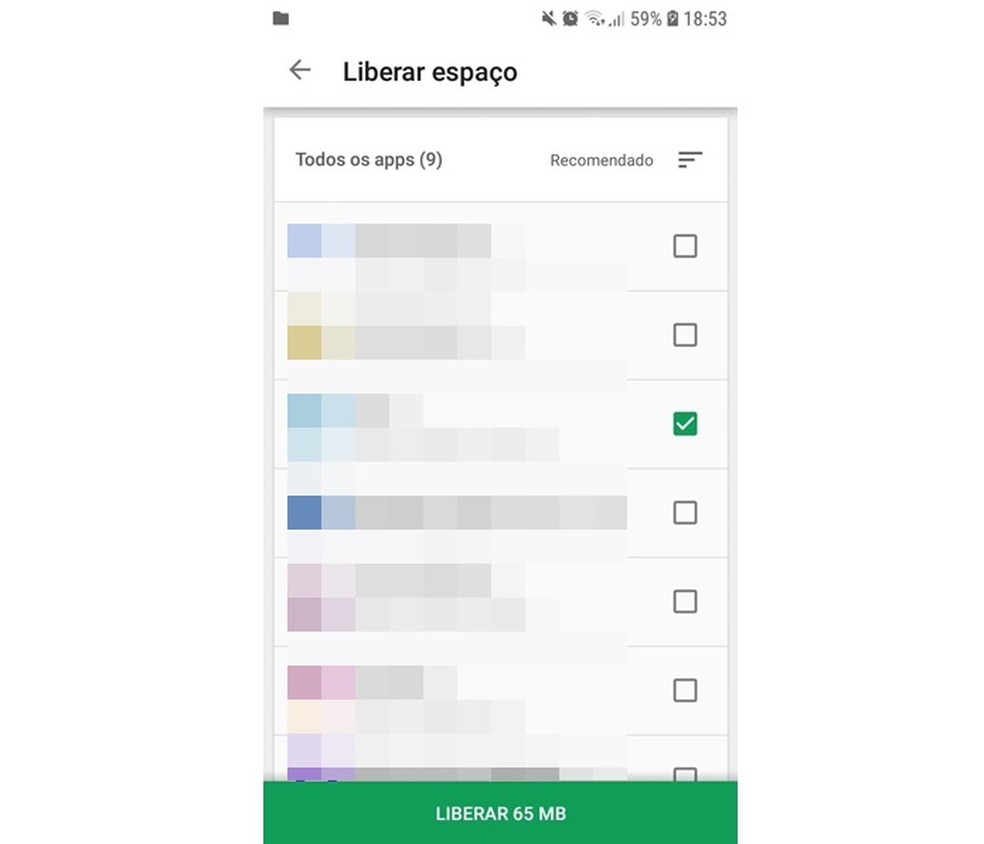 Liberar espaço para baixar novos apps no Google Play Store — Foto: Reprodução/ Carolina Ribeiro