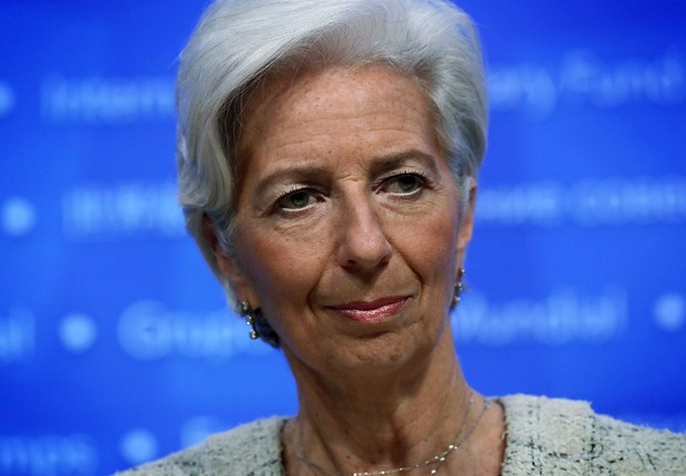A diretora-gerente do Fundo Monetário Internacional (FMI), Christine Lagarde , participa de reunião (Foto: Alex Wong/Getty Images)