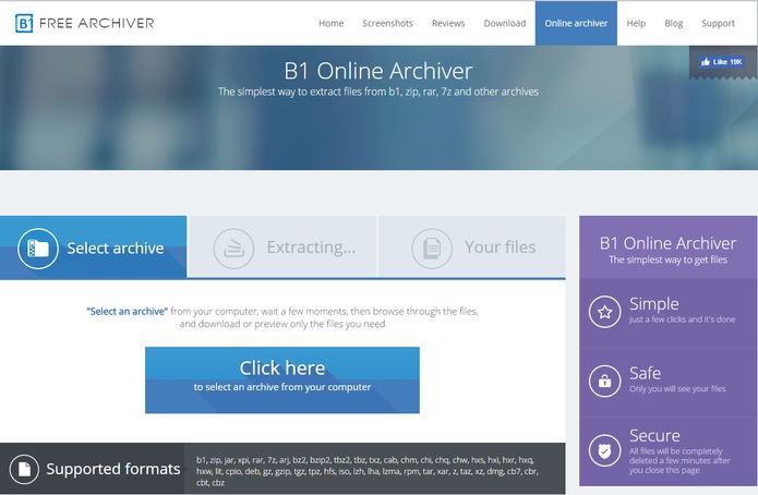 B1 Online Archiver é um dos melhores sites para a função (Foto: Reprodução/Helito Bijora) 
