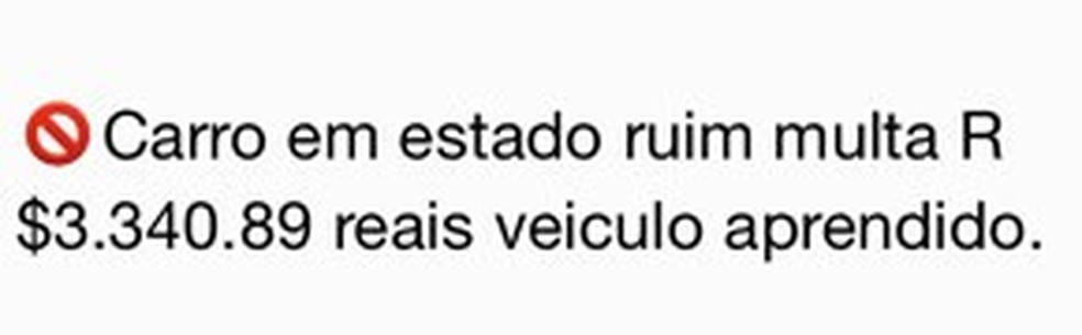Mensagem sobre multas que circula nas redes (Foto: Reprodução)